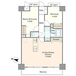 ライオンズマンション朝霞本町 2LDKの間取図画像