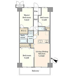エステスクエア新所沢 3LDKの間取図画像