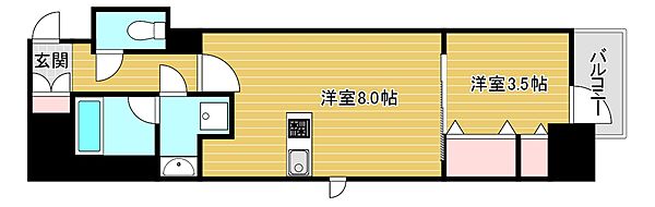 レジュールアッシュ谷町四丁目グランクラス 1101｜大阪府大阪市中央区谷町4丁目(賃貸マンション1LDK・11階・33.38㎡)の写真 その2