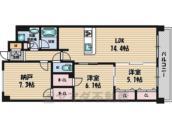 メゾンドフルール ｜大阪府豊中市熊野町３丁目(賃貸マンション2SLDK・1階・72.03㎡)の写真 その2