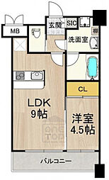 プレジオ緑地公園 1LDKの間取図画像