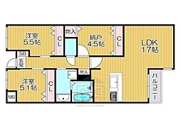 GRAND STEADY 桜の町 2SLDKの間取図画像