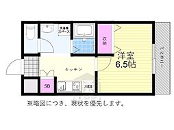 ロイヤルクイーンズパーク蛍池 1Kの間取図画像