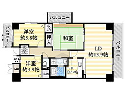インプルーブ緑地公園 3LDKの間取図画像