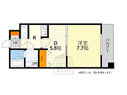 レフィーナカルム江坂 1DKの間取図画像