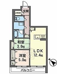 ドゥボヌール 2LDKの間取図画像