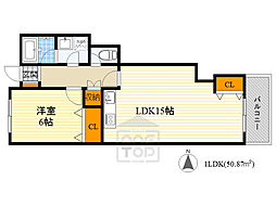 グリーンランドハイツ 1LDKの間取図画像