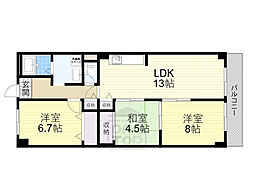 グローリーハイツ西緑丘 3LDKの間取図画像