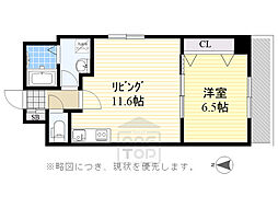 リバレイン江坂 1LDKの間取図画像