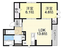 アメニティコートSHOEI 2LDKの間取図画像