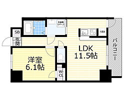 S-RESIDENCE新大阪駅前 1LDKの間取図画像