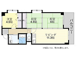 フロウスリーブ・西村1番館 3LDKの間取図画像