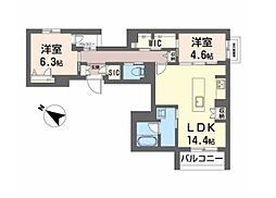 吹田市昭和町マンション 2LDKの間取図画像