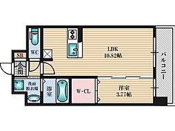 ドンパレス江坂 1LDKの間取図画像