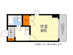 ラ・レジダンス・ド・江坂 1Kの間取図画像