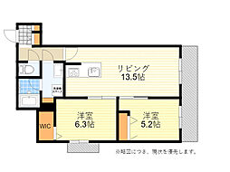 ヴィヴァーチェ豊中 2LDKの間取図画像