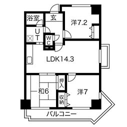 プランドール桃山 3LDKの間取図画像