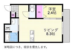 リアコート関大前II 1LDKの間取図画像