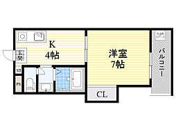 ジュネス西中島 1Kの間取図画像