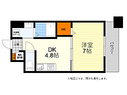 第18関根マンション 1DKの間取図画像