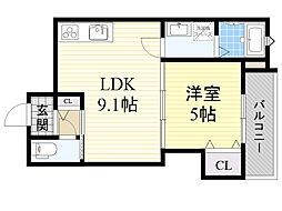クリエオーレ豊南町南 1LDKの間取図画像
