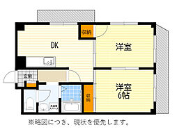 エクセルコート千里丘 2DKの間取図画像