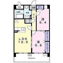 エフレジデンス 2LDKの間取図画像
