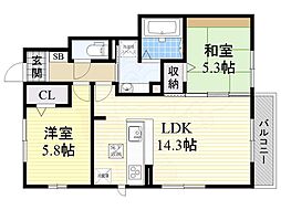 ボナール.ビュー 2LDKの間取図画像