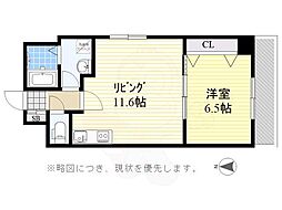 リバレイン江坂 1LDKの間取図画像
