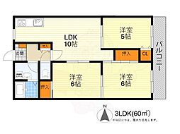 アンハウス 3LDKの間取図画像