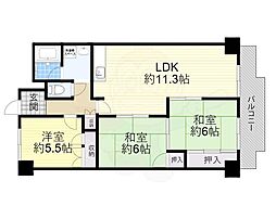 千里グランドハイツ宮脇 3LDKの間取図画像