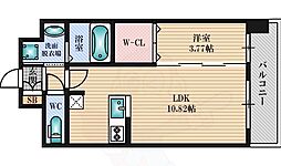 ドンパレス江坂 1LDKの間取図画像