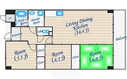 プランドール桃山 3LDKの間取図画像
