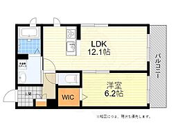 カーサフェリーチェ南桜塚 1LDKの間取図画像