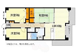 東千里OMパレス-1 3LDKの間取図画像