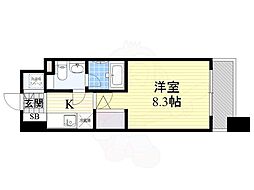 プラウドフラット新大阪 1Kの間取図画像