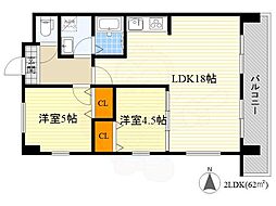 セントラルコート 2LDKの間取図画像