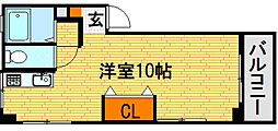 パークサイド広瀬 ワンルームの間取図画像