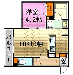 LUQRAS可部A 1LDKの間取図画像