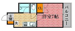 パール大宮 4階1Kの間取り