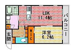 クーアヴァン 2階1LDKの間取り