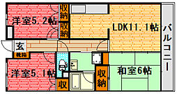 倉西ビル 3LDKの間取図画像
