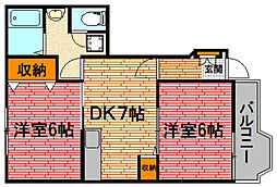 メゾン・ようか 2DKの間取図画像
