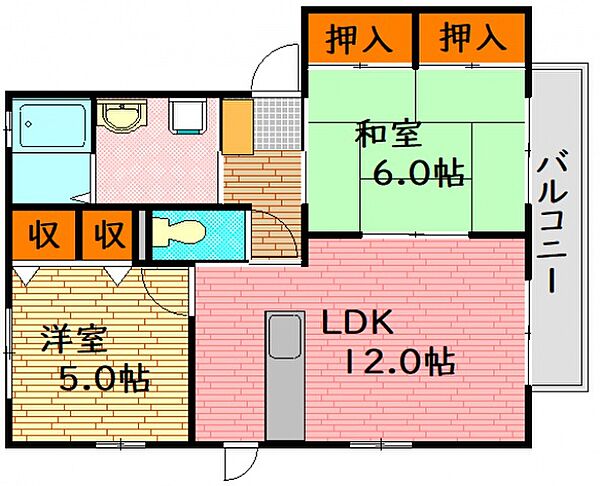 ビレッジU　II番館 201号室｜広島県広島市安佐南区山本７丁目(賃貸アパート2LDK・2階・54.18㎡)の写真 その2