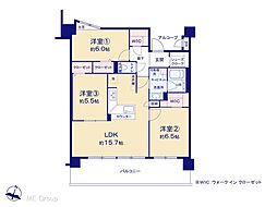 サンクレイドル東松戸 3LDKの間取図画像