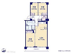 コープ野村南流山弐番街2号棟 3LDKの間取図画像
