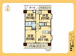 ライオンズマンション武里 3LDKの間取図画像