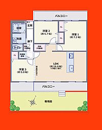 コープ野村夏見3 3LDKの間取図画像
