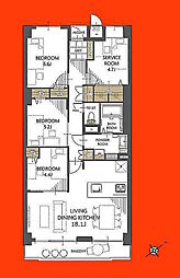 ライオンズマンション京成大久保第2 3SLDKの間取図画像