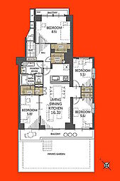 東船橋ガーデニア10 3LDKの間取図画像